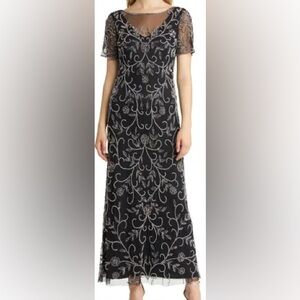 Pisarro Nights floral beaded dress